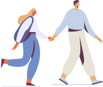 Man and woman happy Couple standing flat faceless silhouette - Powered by Adobe