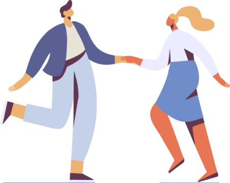 Man and woman happy Couple standing flat faceless silhouette