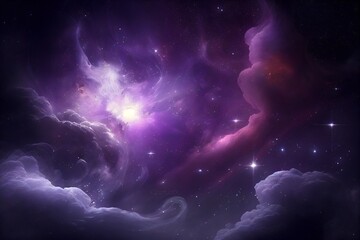 Surreal Purple Galaxy with Starry Cloud Background, created by Generative AI