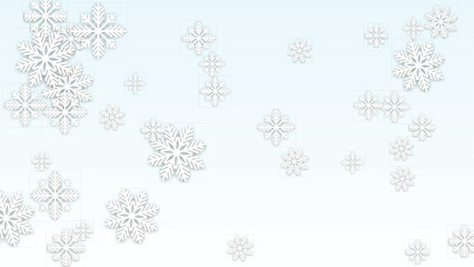 Christmas  Vector Background with Falling Snowflakes. Isolated on Red Background. Realistic Snow Sparkle Pattern. Snowfall Overlay Print. Winter Sky. Papercut Snowflakes.