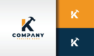 initial letter K hammer logo