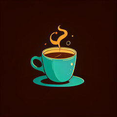 Obraz premium a cup of coffee, cartoon style, flat design, generative ai