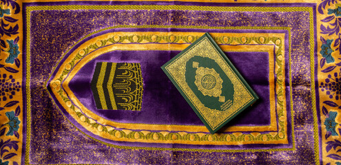 Quran book  local language holy prayers for god,Coran - holy book of Muslims religion,
Friday month of 1444 Puasa Ramadan religion Islamic worshiping faith , concept - The holy Quran