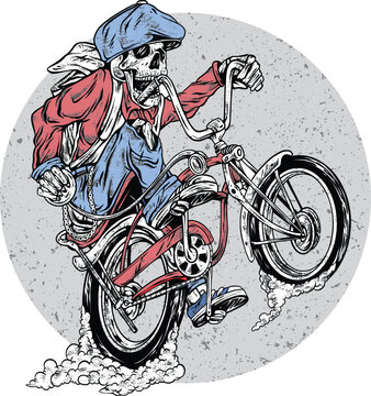 skull design riding a lowrider bicycle from America