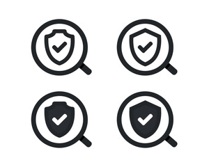 Magnifier shield icon. Illustration vector