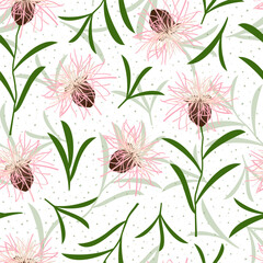 Floral seamless pattern hand-drawn. Flower graphic design.