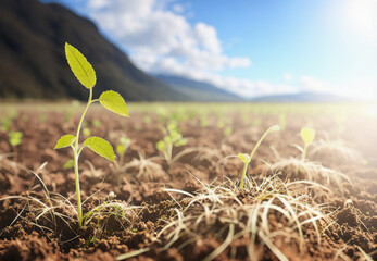 Young Plant Growing In Sunlight in the Field