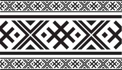 Vector  monochrome seamless Belarusian national ornament. Ethnic endless black border, Slavic peoples frame. - obrazy, fototapety, plakaty