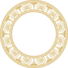 Vector gold seamless round Egyptian ornament. Infinite circle, ring, border, Ancient Egypt frame.
