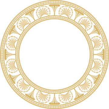 Vector gold seamless round Egyptian ornament. Infinite circle, ring, border, Ancient Egypt frame.