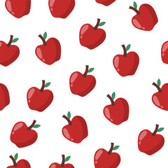 Apples seamless pattern. Fruit background in cartoon style. Ecological food print. Vector illustration