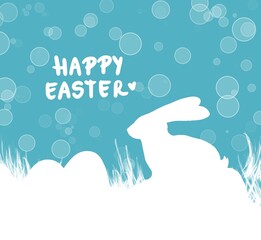 Easter bunny and eggs geathing card