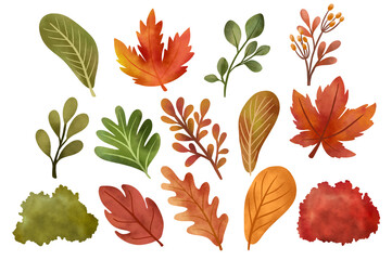 autumn watercolor illustration background leaves fall autumn for card, poster, flyer, printable