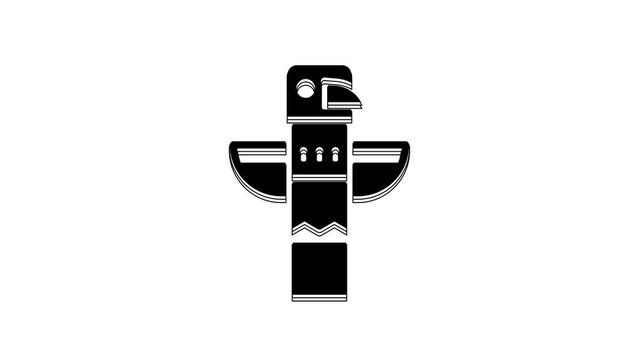 Black Canadian totem pole icon isolated on white background. 4K Video motion graphic animation