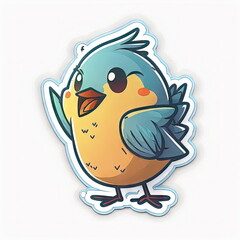 sticker design of bird, vector, white background