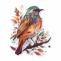 sticker design of bird, vector, white background