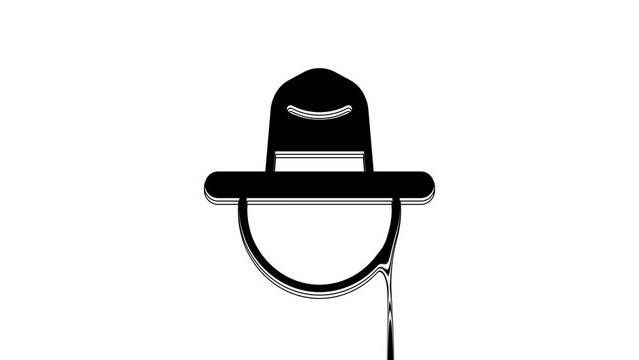 Black Canadian ranger hat uniform icon isolated on white background. 4K Video motion graphic animation