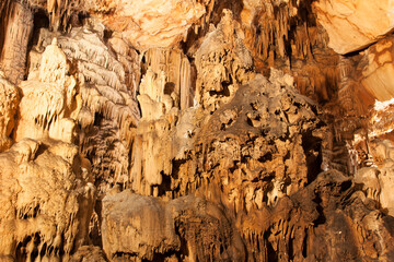 Vranjaca Cave with many stalagmites and Stalactites in centre of Croatia photo