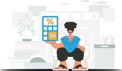 Graceful man with a percentage. An illustration demonstrating the importance of paying taxes for economic development.