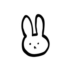 モノクロのうさぎのイラスト