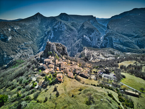 Rougon village (Gorges du Verdon) in the Provence-Alpes-C&ocirc;te d'Azur region, France