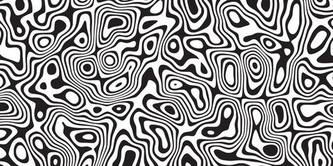 Black wavy lines and shapes, abstract vector background, creative pattern