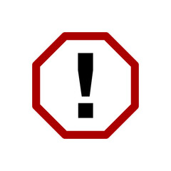 Octagonal Warning or Attention Sign with Exclamation Mark Icon. Vector Image.