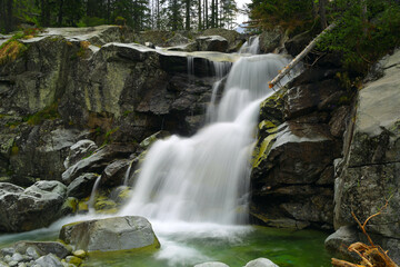 waterfall on mountain river