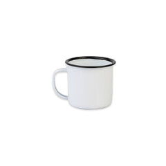 White metal coffee cup isolated over white background
