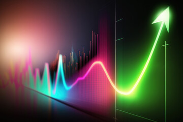 Colorful stock market chart. Abstract finance background. Generative AI