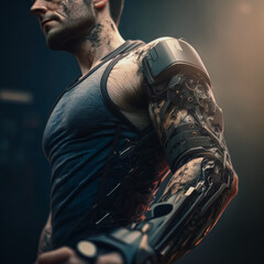 man with a prosthetic arm generative ai