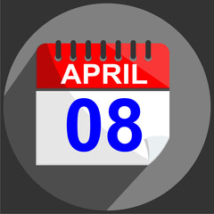 April 8, April 8 calendar date on gray background.