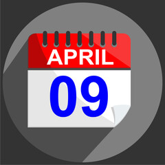 April 9 , April 9 calendar date on gray background. 