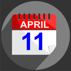 April 11 , April 11  calendar date on gray background.