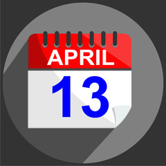 April 13, April 13 calendar date on gray background.