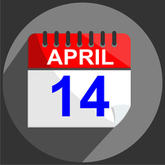April 14, April  calendar date on gray background.