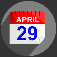 April 29 , April 29 calendar date on gray background