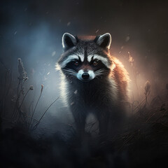 raccoon on nature. generative ai