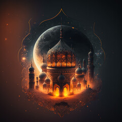 ramadan background with copy space generative ai