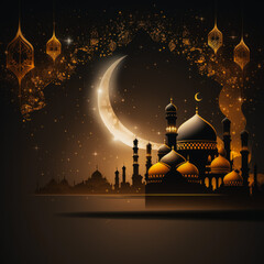ramadan background with copy space generative ai