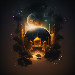 ramadan background with copy space generative ai