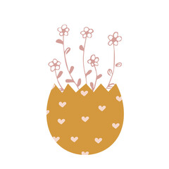 Vase in the shape of an egg. Easter vase. Flowers. For greeting cards design. Vector illustration © Alena