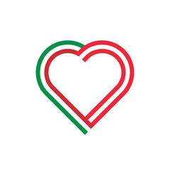 unity concept. heart ribbon icon of italy and austria flags. PNG