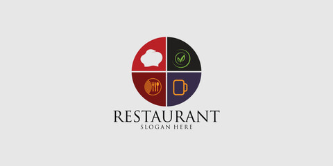 Creative food plate logo design with unique concept premium vector