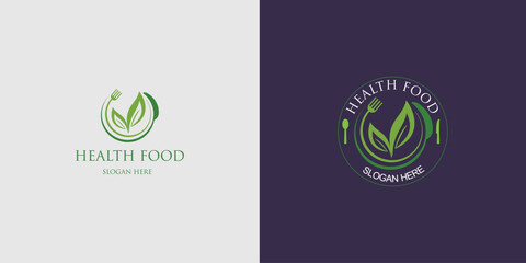 Creative food plate logo design with unique concept premium vector