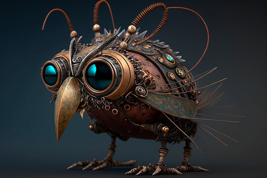 generative ai illustration of steampunk creature