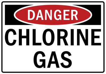 Chlorine gas hazard sign and labels