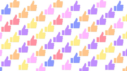 Background of like colorful icons , in png format. Social networks, approval. 3D render.	