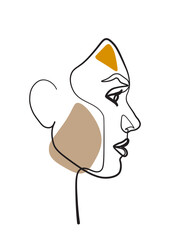  Continuous line, drawing of set faces and hairstyles, fashion concept, woman's beauty, minimalist, vector illustration, pretty sexy. Take care of yourself.