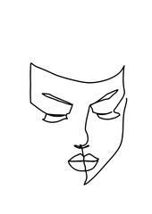  Continuous line, drawing of set faces and hairstyles, fashion concept, woman's beauty, minimalist, vector illustration, pretty sexy. Take care of yourself.